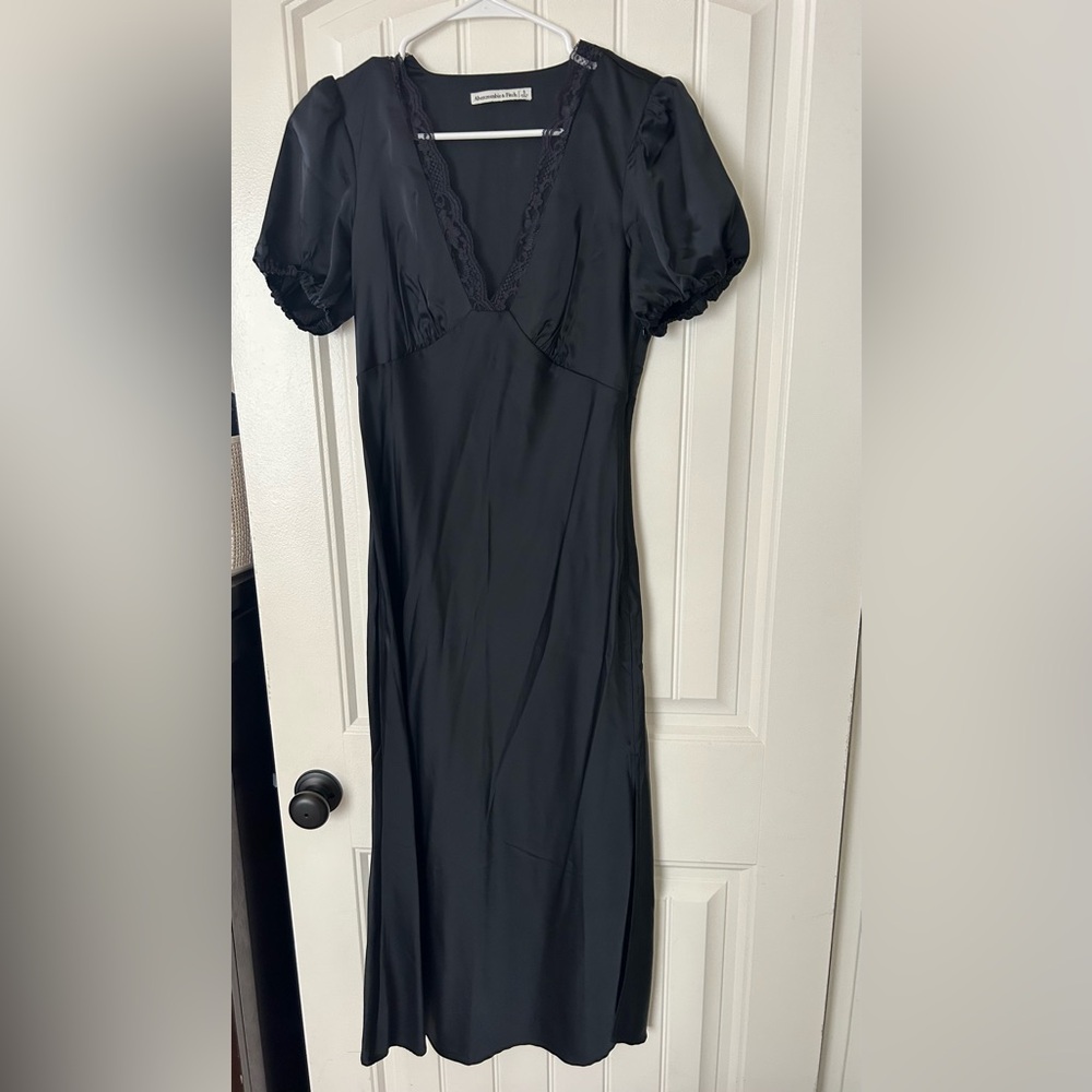 Abercrombie Silk Black Dress with Lace Detail S